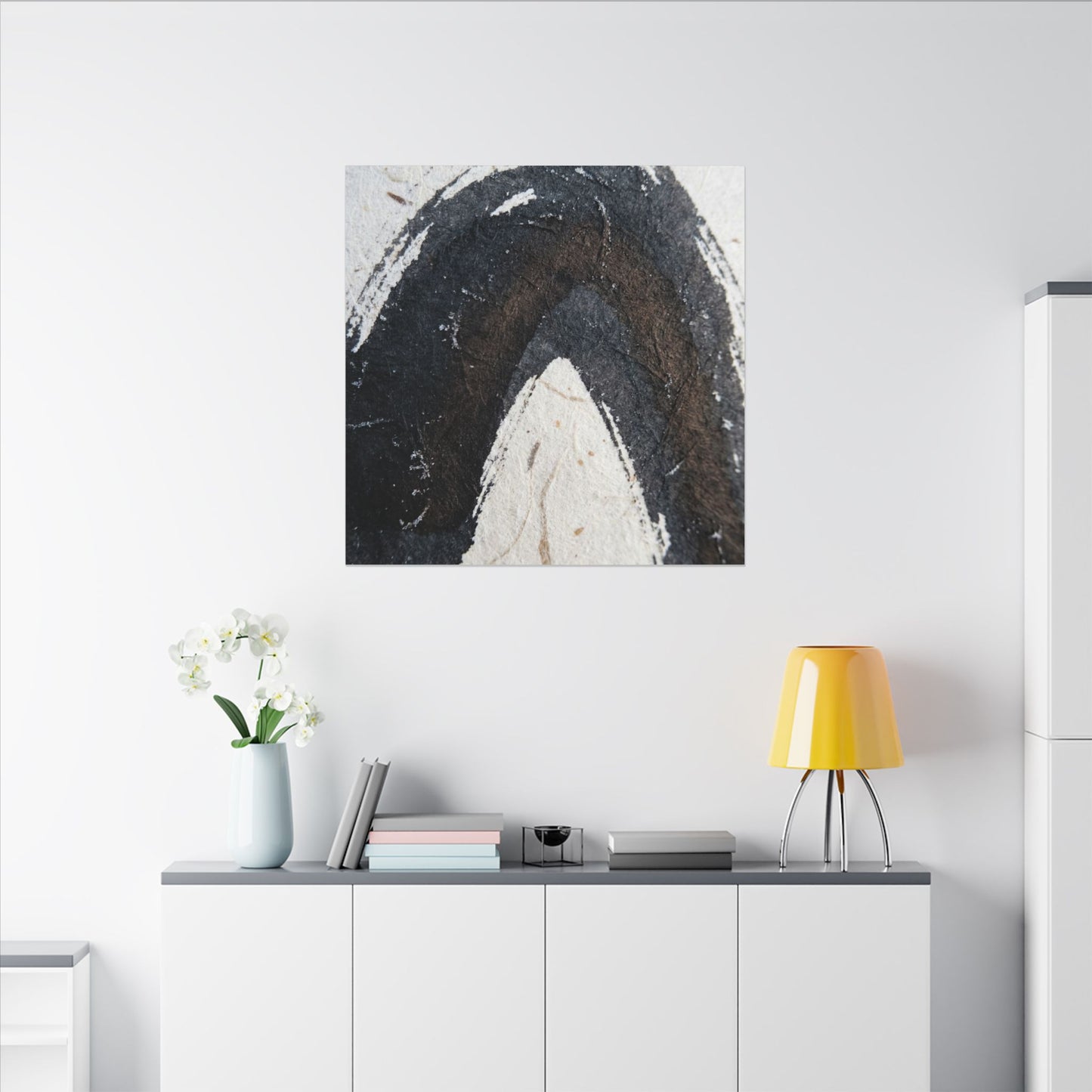 Moody Ink Brushstroke Canvas Art - Moody Minimal Dark Japandi