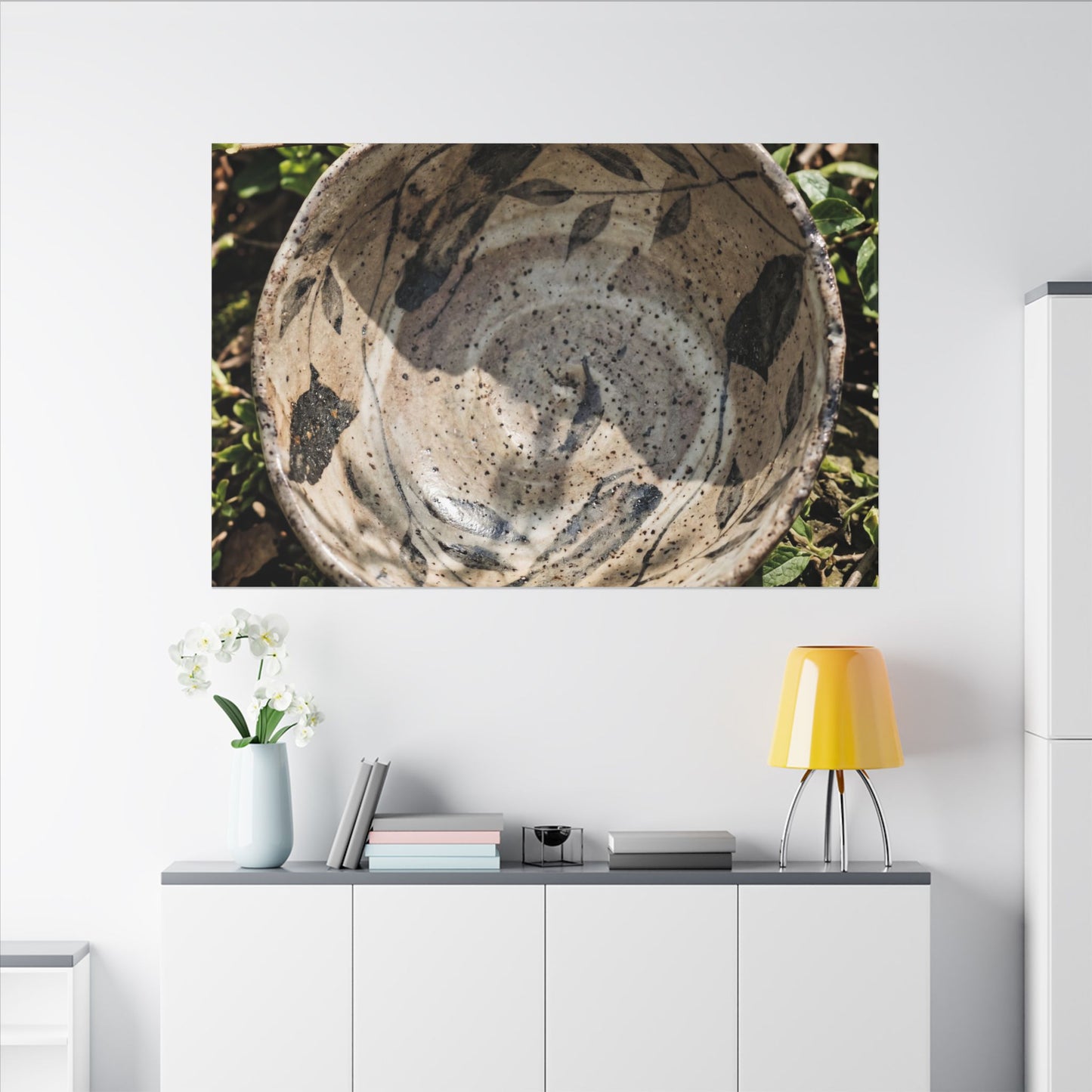Elegant Ceramic Bowl Canvas Art - Japanese Pattern Japandi