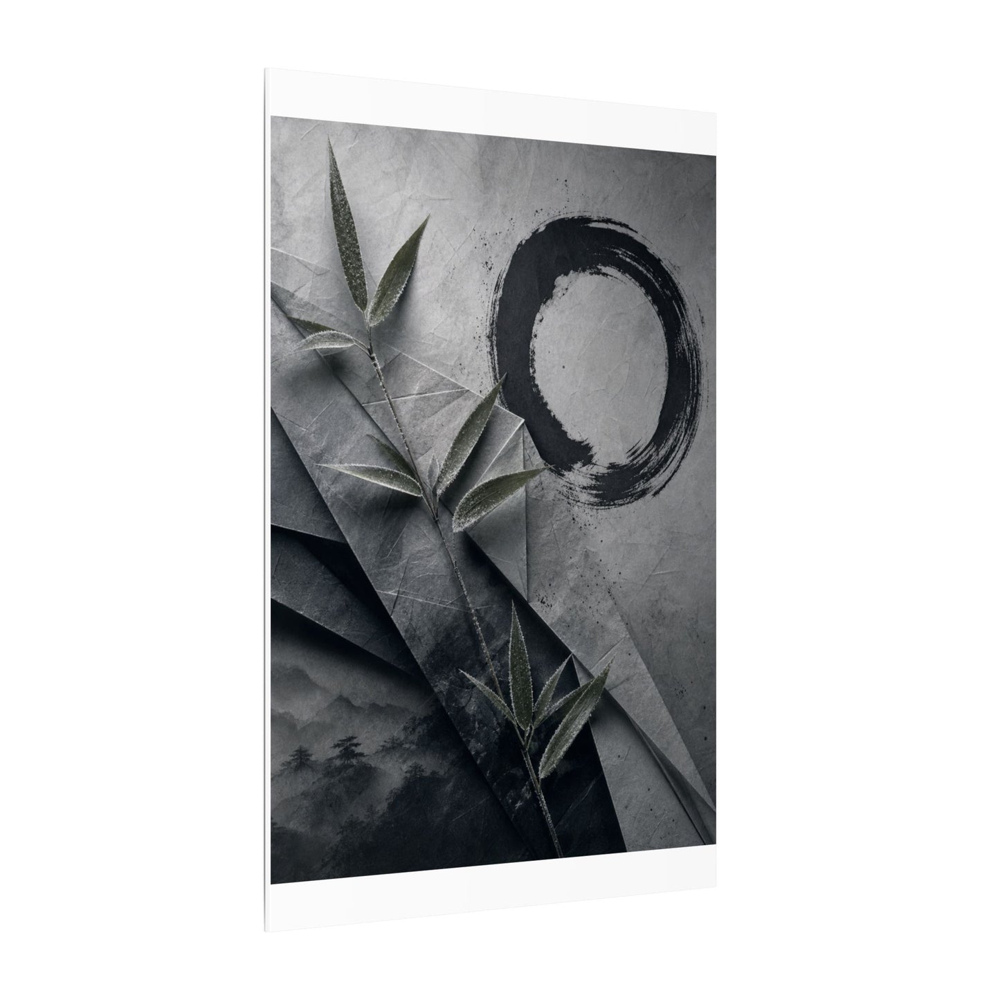 Winter Paper Fold Enso Canvas Art | Serene Decor