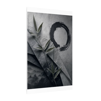 Winter Paper Fold Enso Canvas Art | Serene Decor