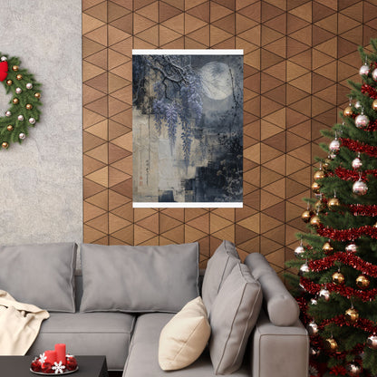 Moonlight Wisteria Wall Art Print - Japandi Seijaku