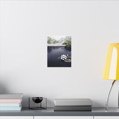Lotus Flower Karesansui Canvas Art | Tranquil Zen Art