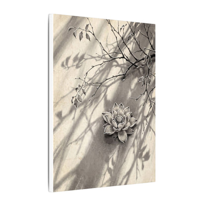 Winter Lotus Flower Sumi E Canvas Art | Contemplative Decor