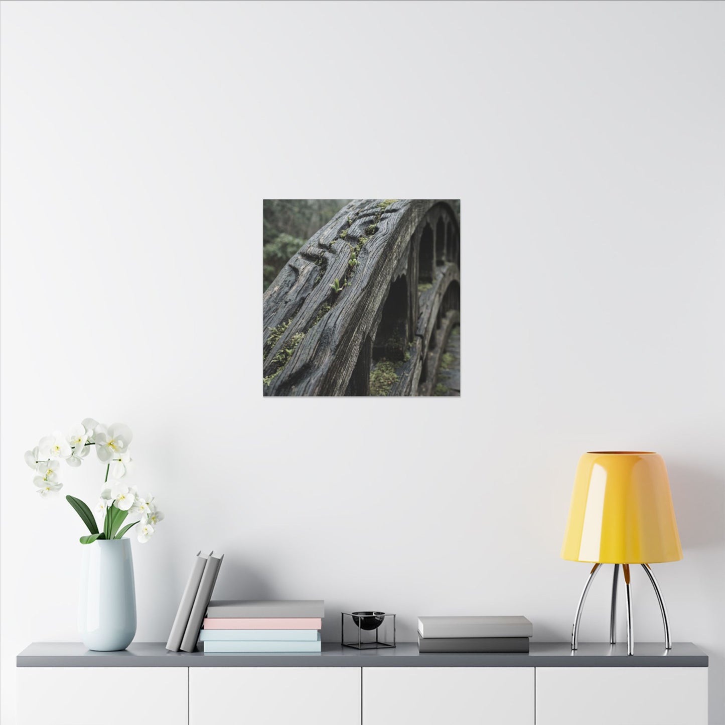 Overcast Wooden Bridge Canvas Art - Japandi Kanso