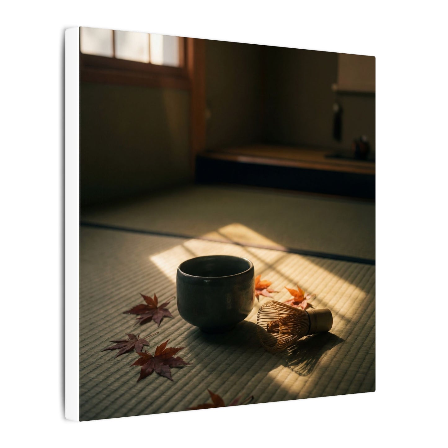 Dark Japandi Tea Ceremony in Golden Hour | Moody Minimal Canvas Art