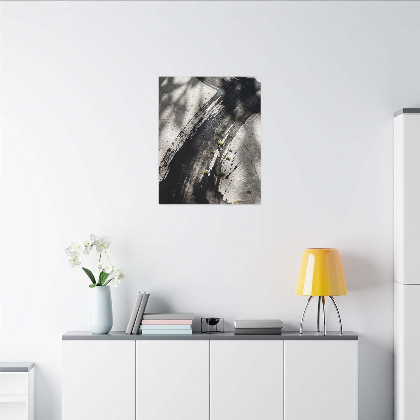 Ink Brushstroke Canvas Art | Spring Dark Japandi Moody Minimal Art