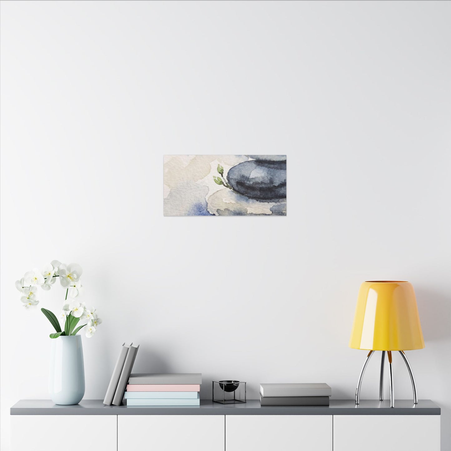 River Stones Watercolor Canvas Art | Cozy Japandi Art