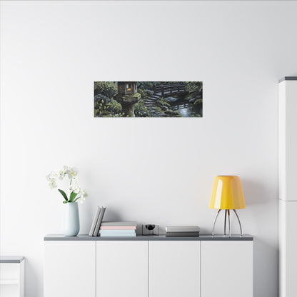 Japandi Stone Lantern in Moonlight | Texture Canvas Art