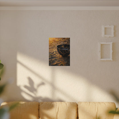 Golden Hour Cracked Earth Canvas Art - Kintsugi Fukinsei