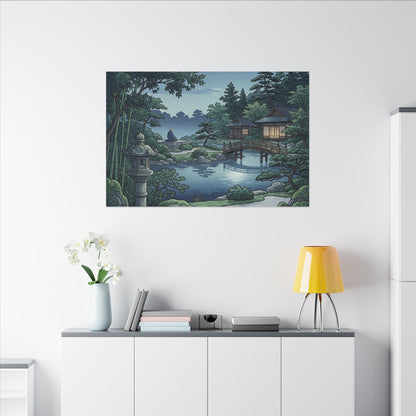 Summer Moonlit Garden Ukiyo E Inspired Canvas Art | Serene Decor