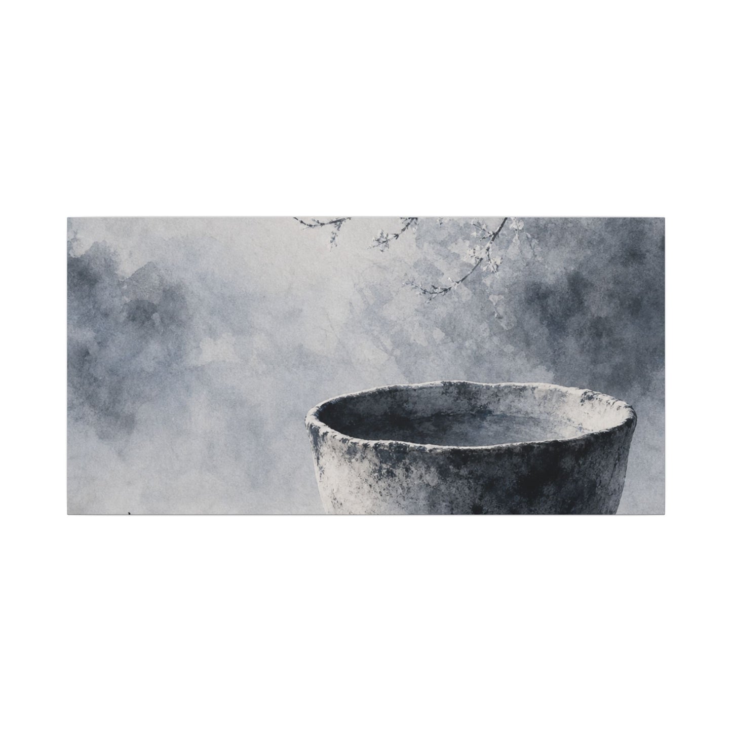 Seijaku Ceramic Bowl Canvas Art - Zen Sumi E