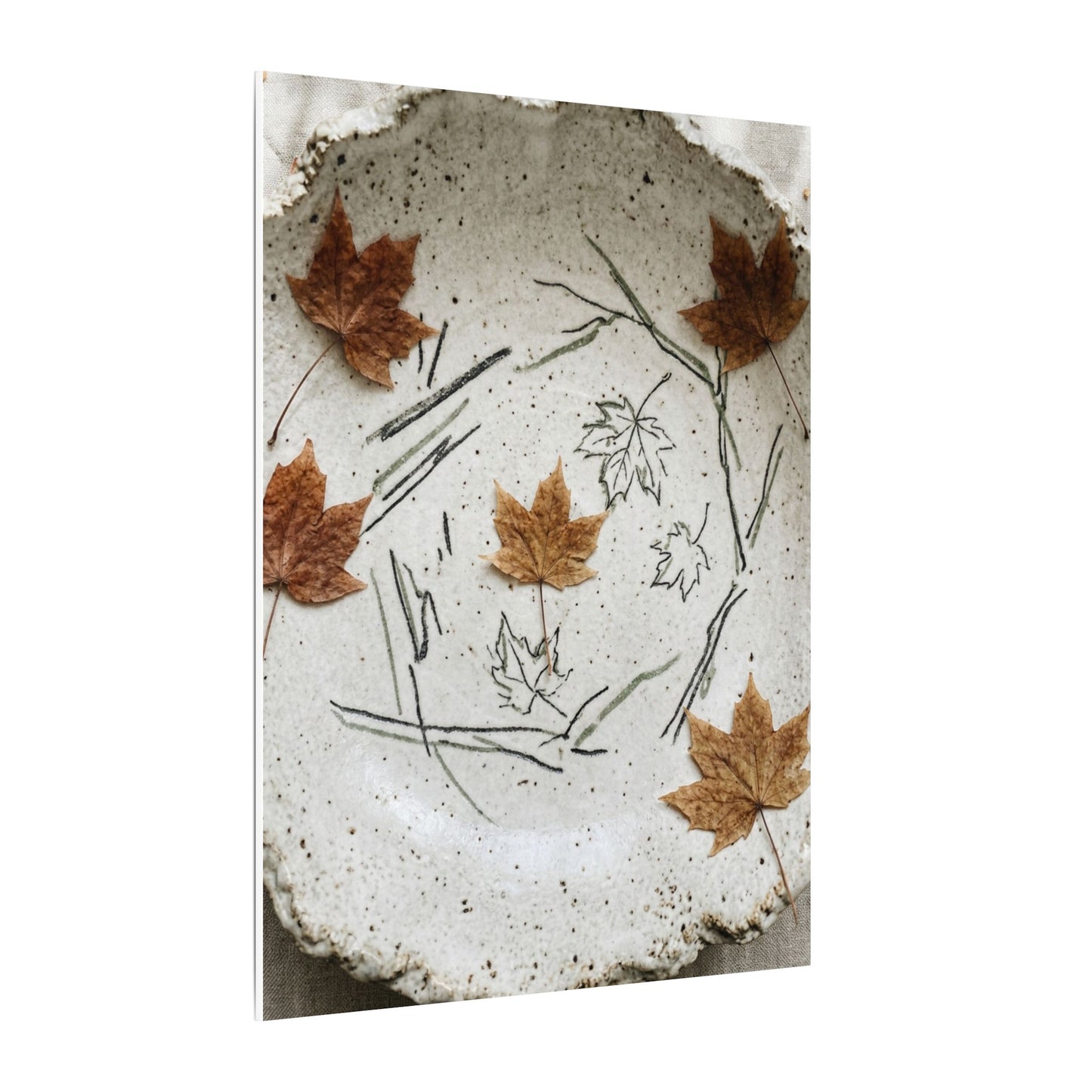 Ceramic Bowl Autumn Canvas Art | Japandi Elegant Design
