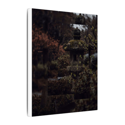 Stone Lantern Spring Canvas Art | Dark Japandi Bold Design