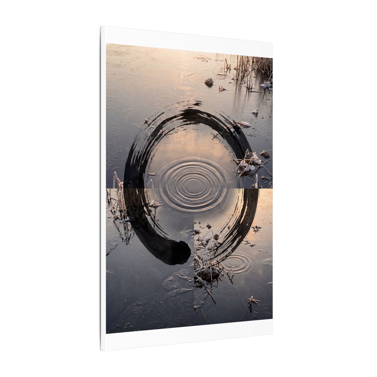 Winter Water Ripple Enso Canvas Art | Tranquil Decor