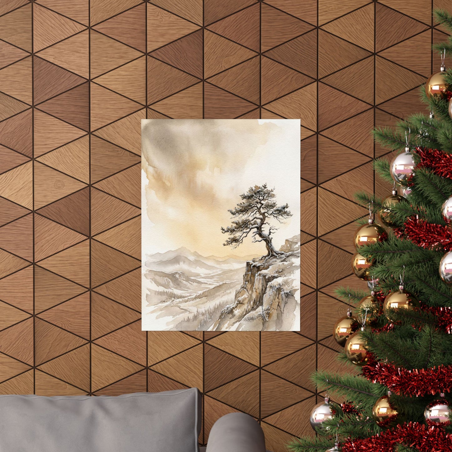 Ma Pine Tree Wall Art Print - Japandi Watercolor
