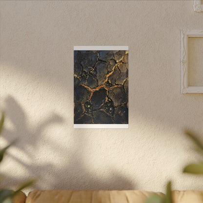Cracked Earth Spring Canvas Art | Dark Japandi Atmospheric Design