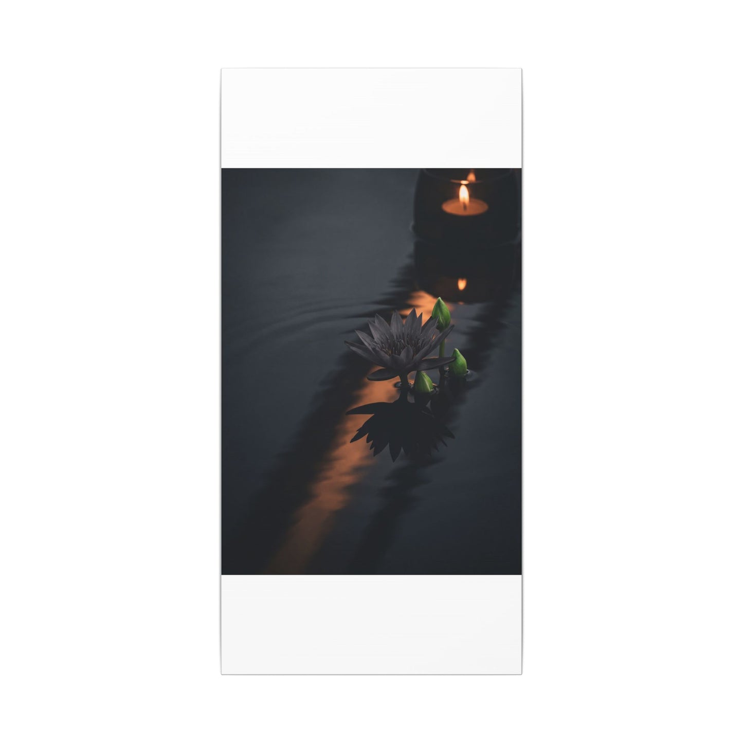 Seijaku Lotus Flower Canvas Art - Dark Japandi Shadow Zen