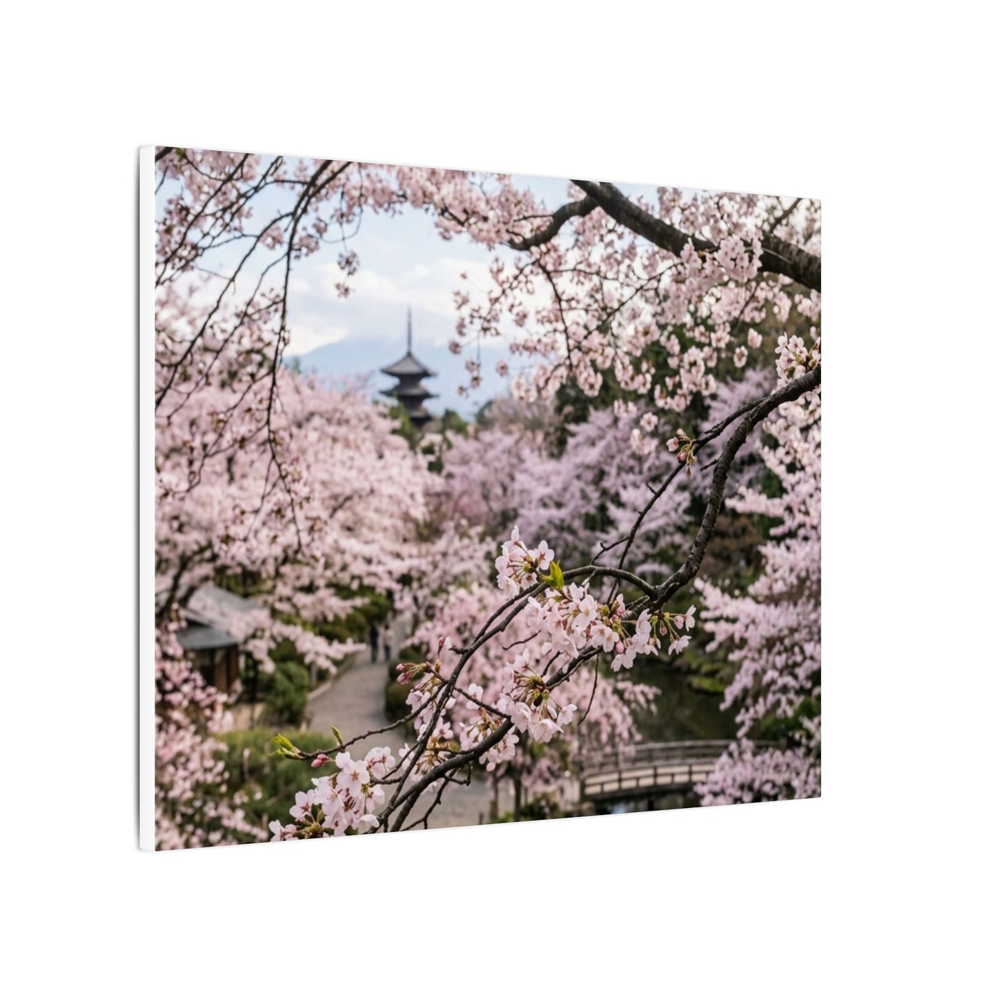 Cherry Blossom Winter Canvas Art | Dark Japandi Luxurious Design