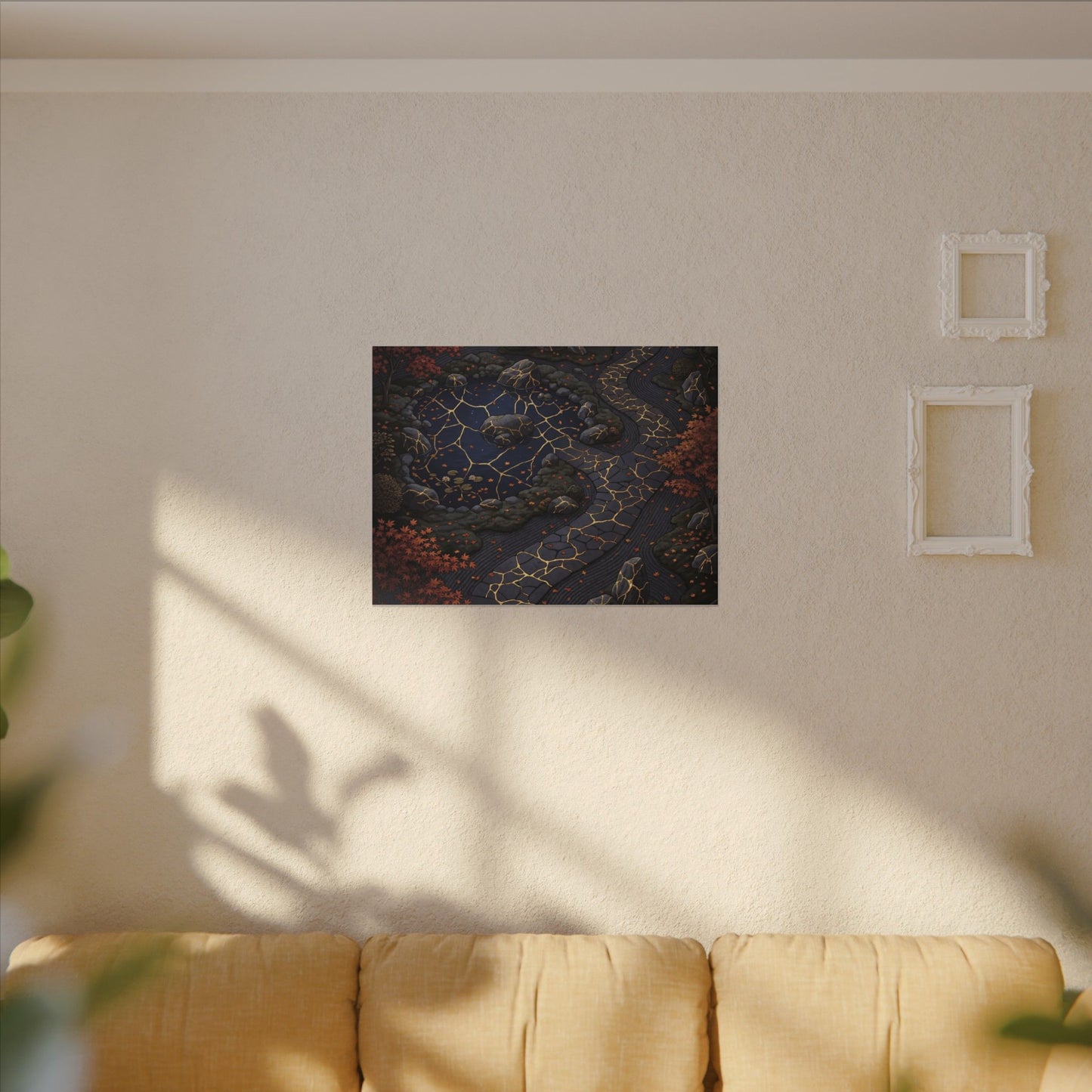 Moonlit Garden Gold Vein Canvas Art | Resilient Kintsugi Art