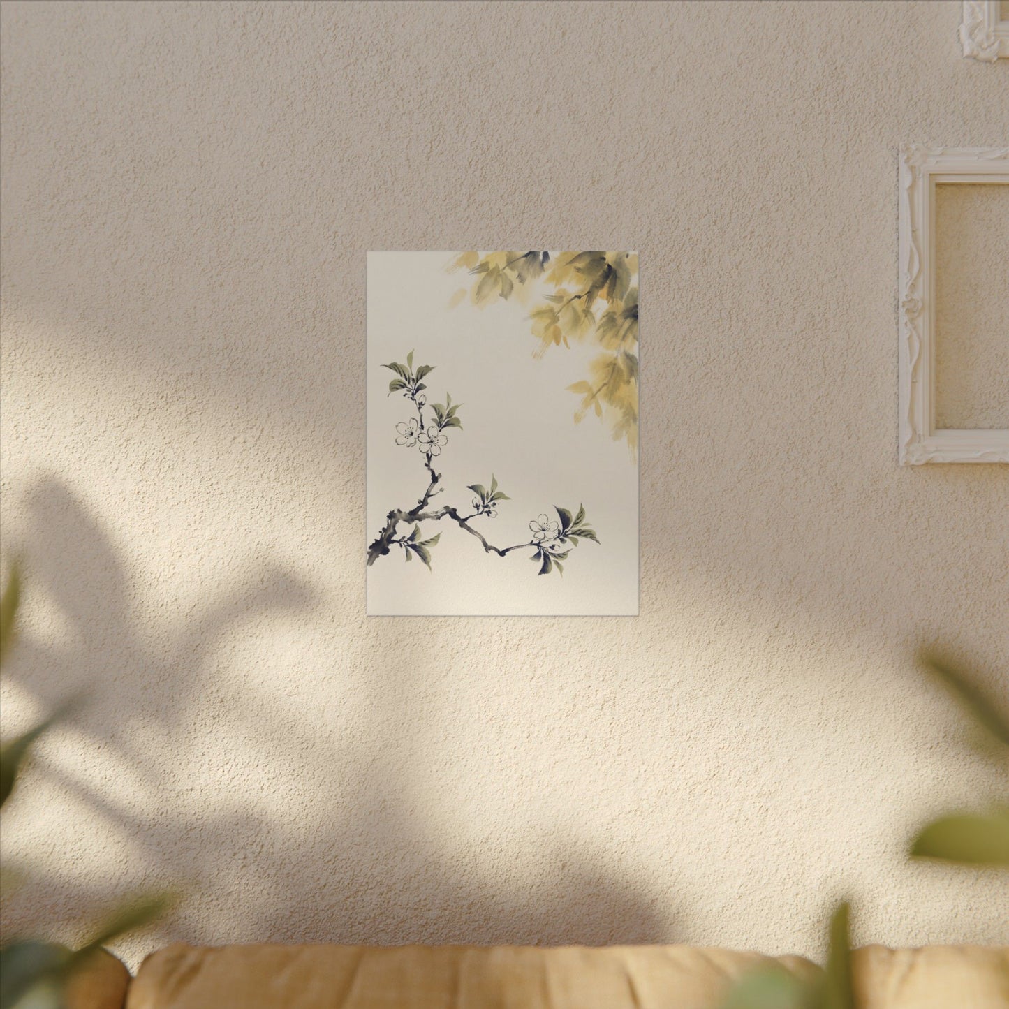 Kanso Cherry Blossom Canvas Art - Zen Sumi E