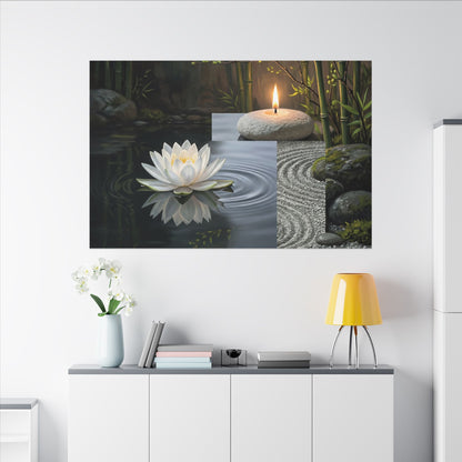 Candlelight Lotus Flower Canvas Art - Zen Kanso