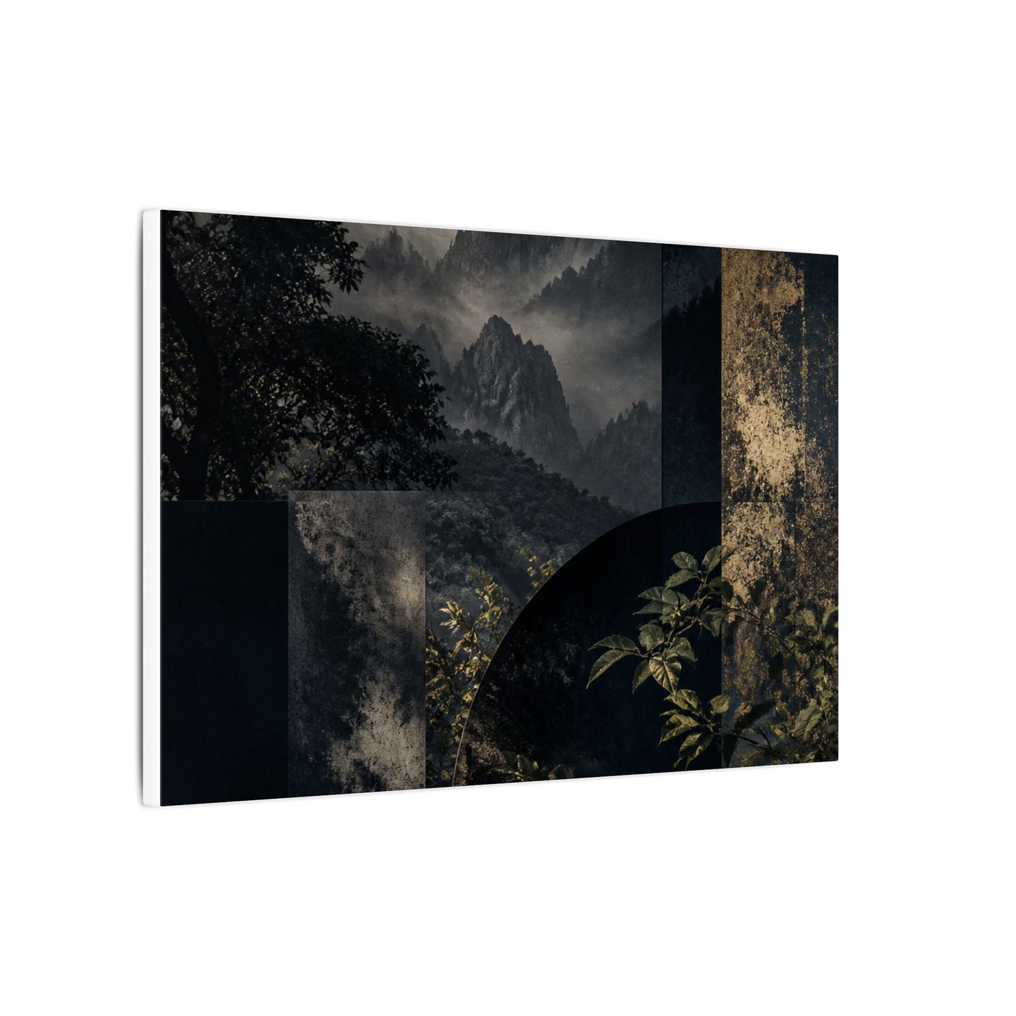 Mountain Mist Summer Canvas Art | Dark Japandi Atmospheric Design