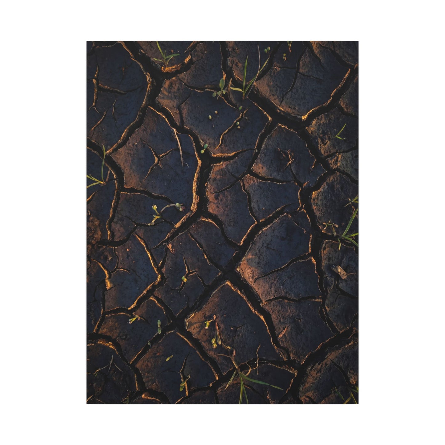 Cracked Earth Moody Minimal Canvas Art | Luxurious Dark Japandi Art