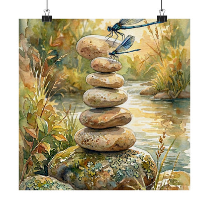 River Stones Summer Wall Art Print | Japandi Cozy Design Art Print