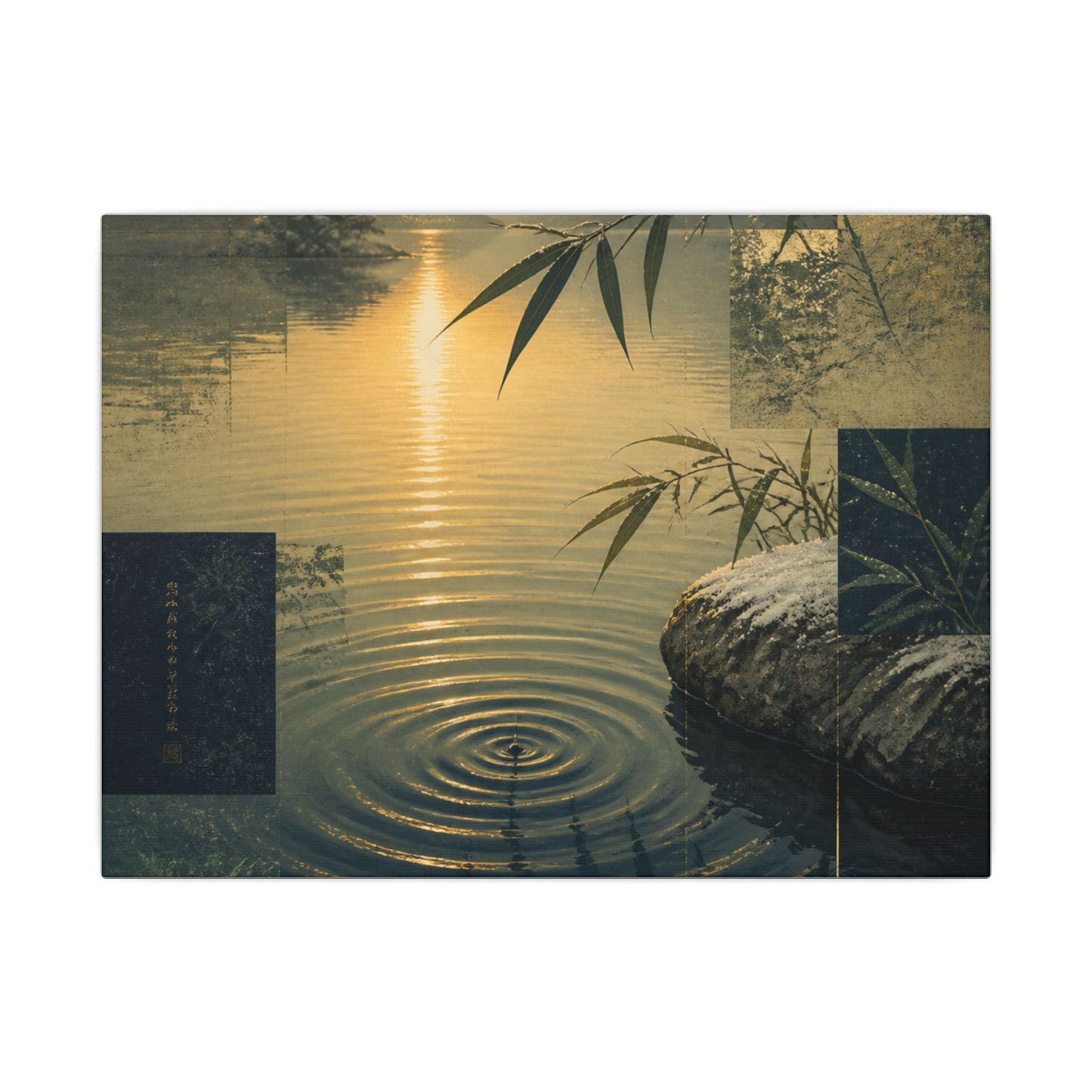 Zen Water Ripple in Golden Hour | Ukiyo E Inspired Canvas Art