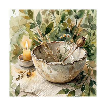 Ceramic Bowl Watercolor Wall Art Print | Neutral Japandi Art