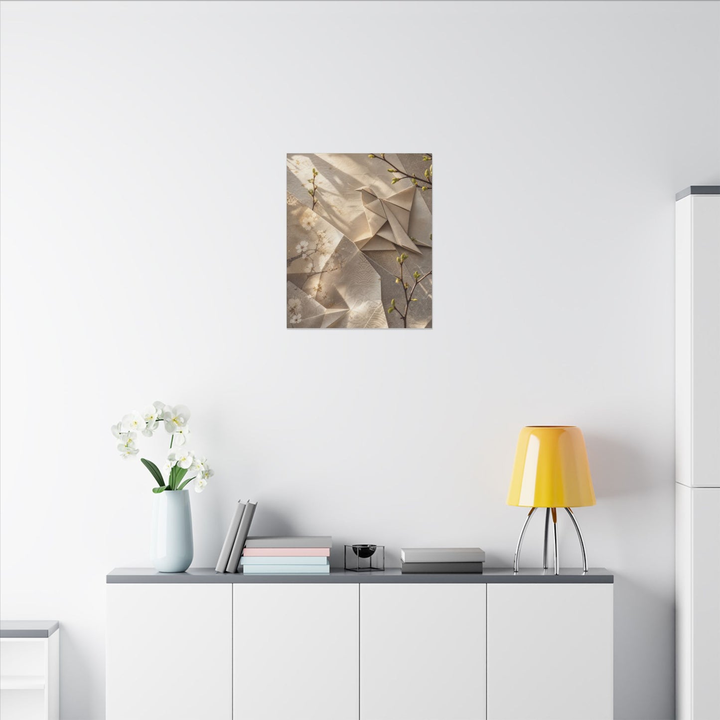 Golden Hour Paper Fold Canvas Art - Japandi Fukinsei