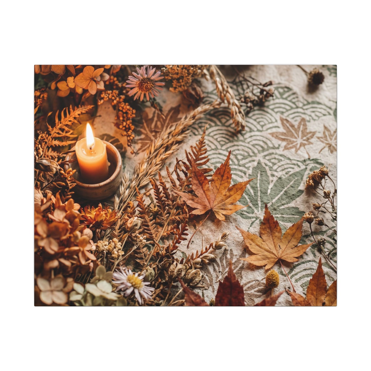 Candlelight Dried Flowers Canvas Art - Japandi Seijaku