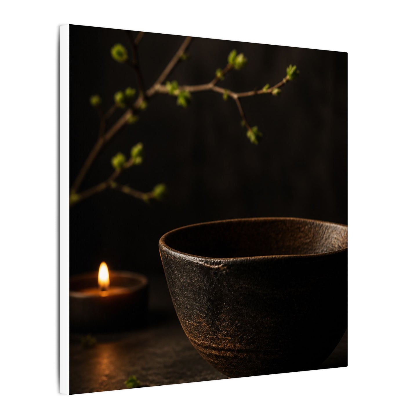 Moody Ceramic Bowl Canvas Art - Shadow Zen Dark Japandi