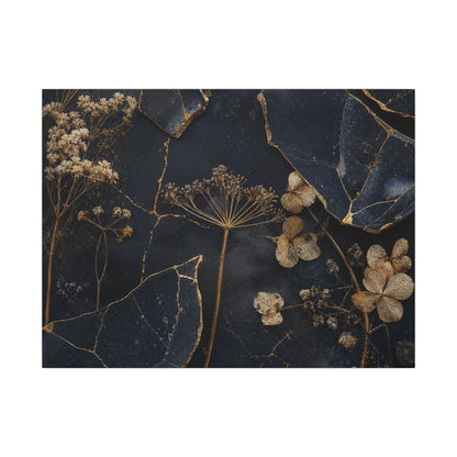 Philosophical Dried Flowers Canvas Art - Broken Beauty Kintsugi