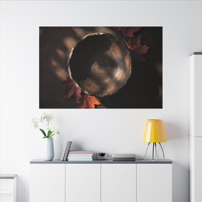 Ceramic Bowl Canvas Art | Autumn Dark Japandi Dark Texture Art