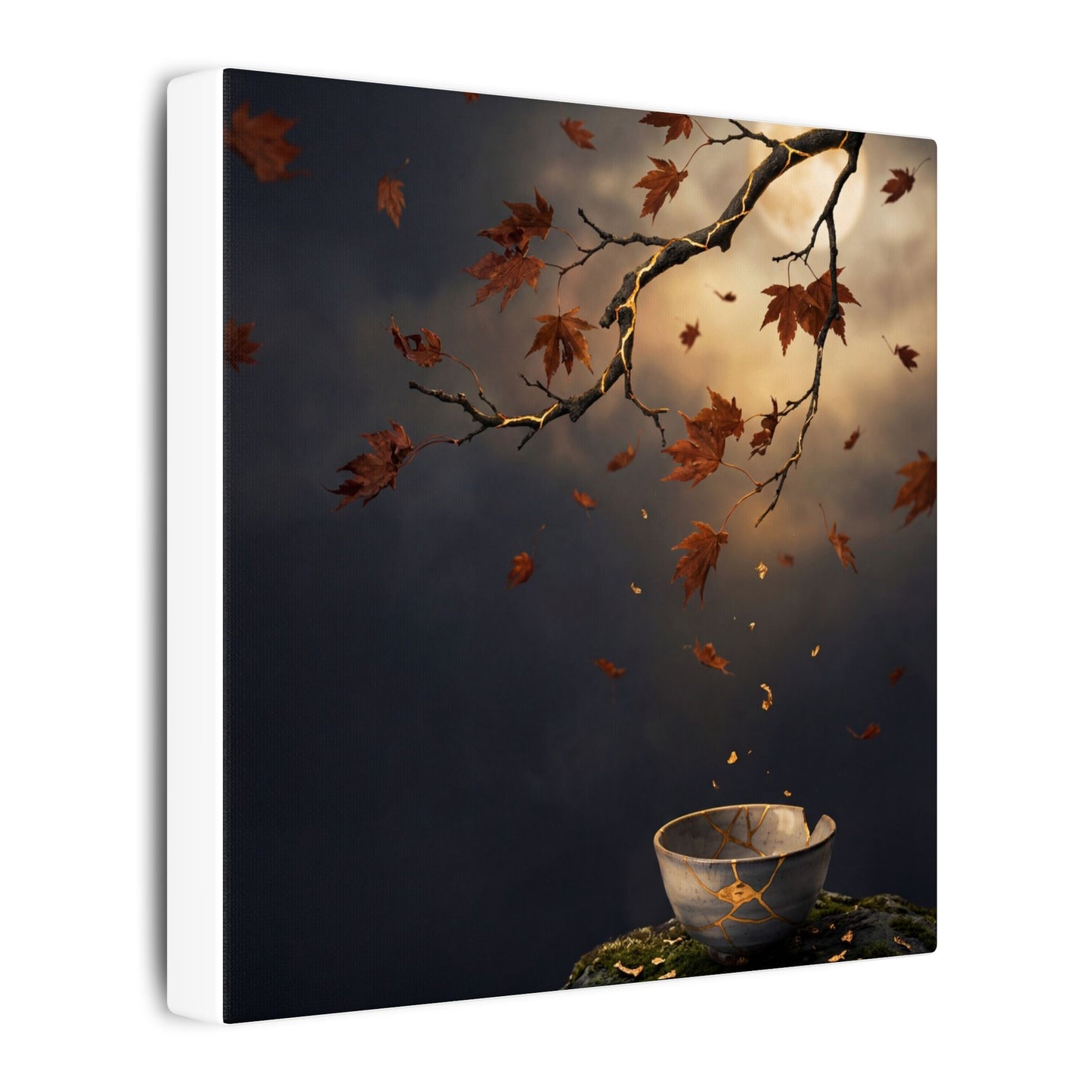 Moonlit Garden Gold Repair Canvas Art | Beautiful Kintsugi Art