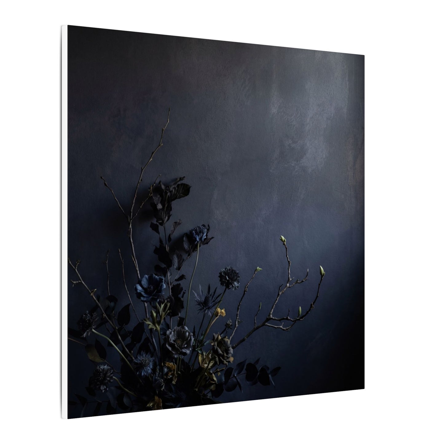 Dried Flowers Spring Canvas Art | Dark Japandi Moody Design