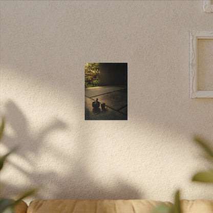 Dark Japandi Tea Ceremony in Golden Hour | Dark Texture Canvas Art