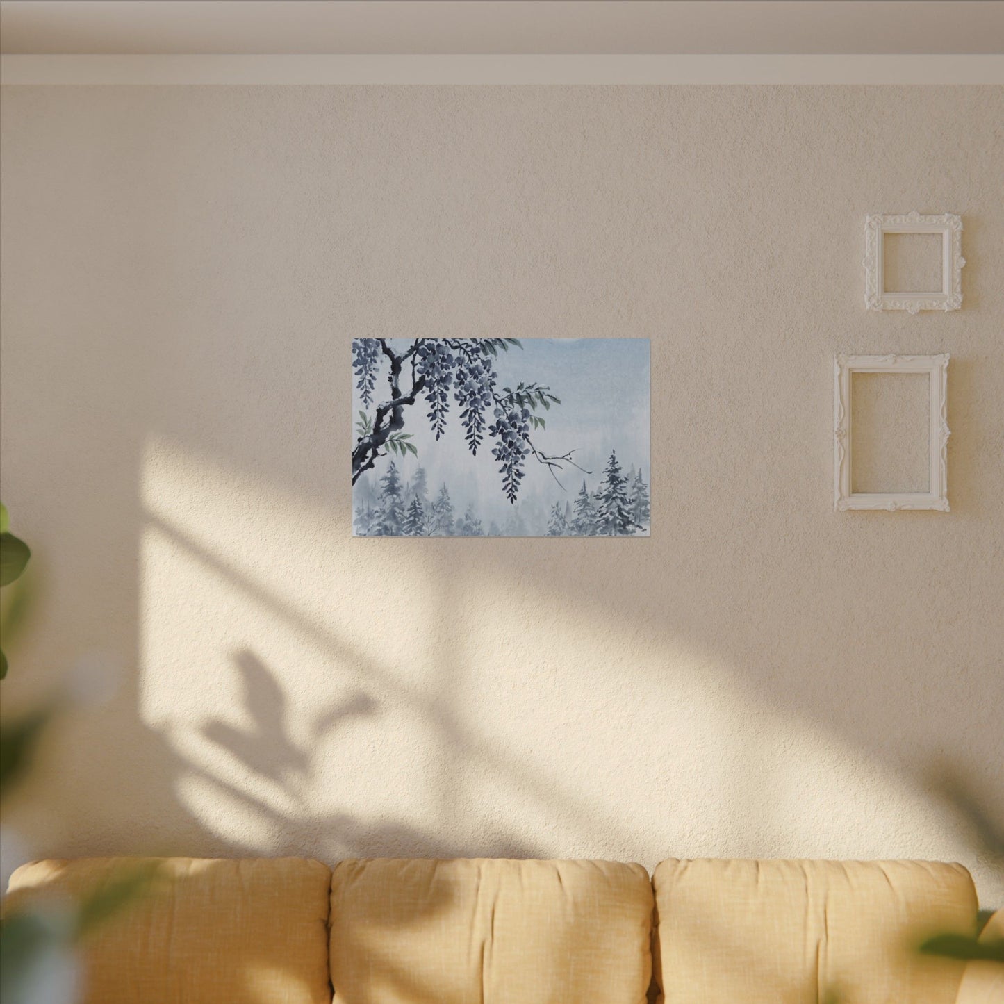 Seijaku Wisteria Canvas Art - Zen Sumi E