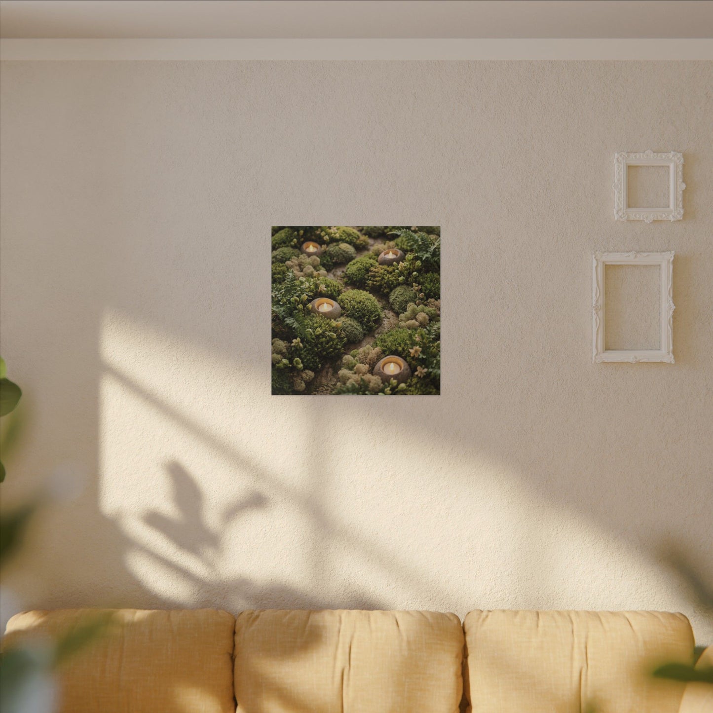 Moss Close Up Japanese Pattern Canvas Art | Neutral Japandi Art