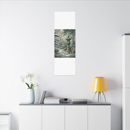 Stone Lantern Winter Canvas Art | Japandi Warm Design
