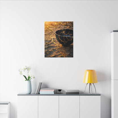 Golden Hour Cracked Earth Canvas Art - Kintsugi Fukinsei
