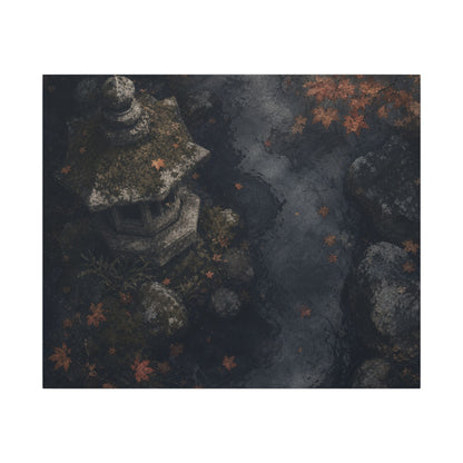 Stone Lantern Canvas Art | Autumn Japandi Texture Art
