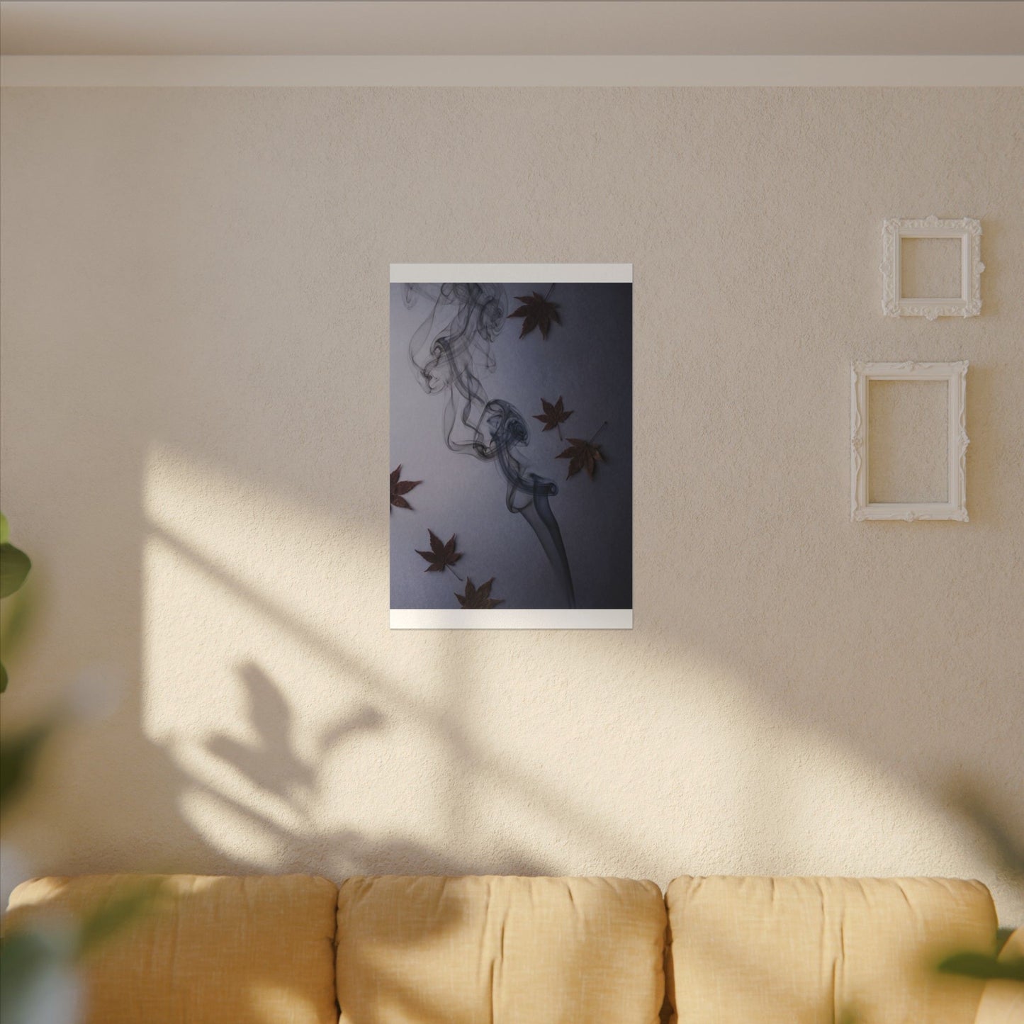 Dark Japandi Incense Smoke in Dawn | Moody Minimal Canvas Art