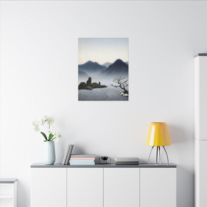 Mountain Mist Karesansui Canvas Art | Contemplative Zen Art