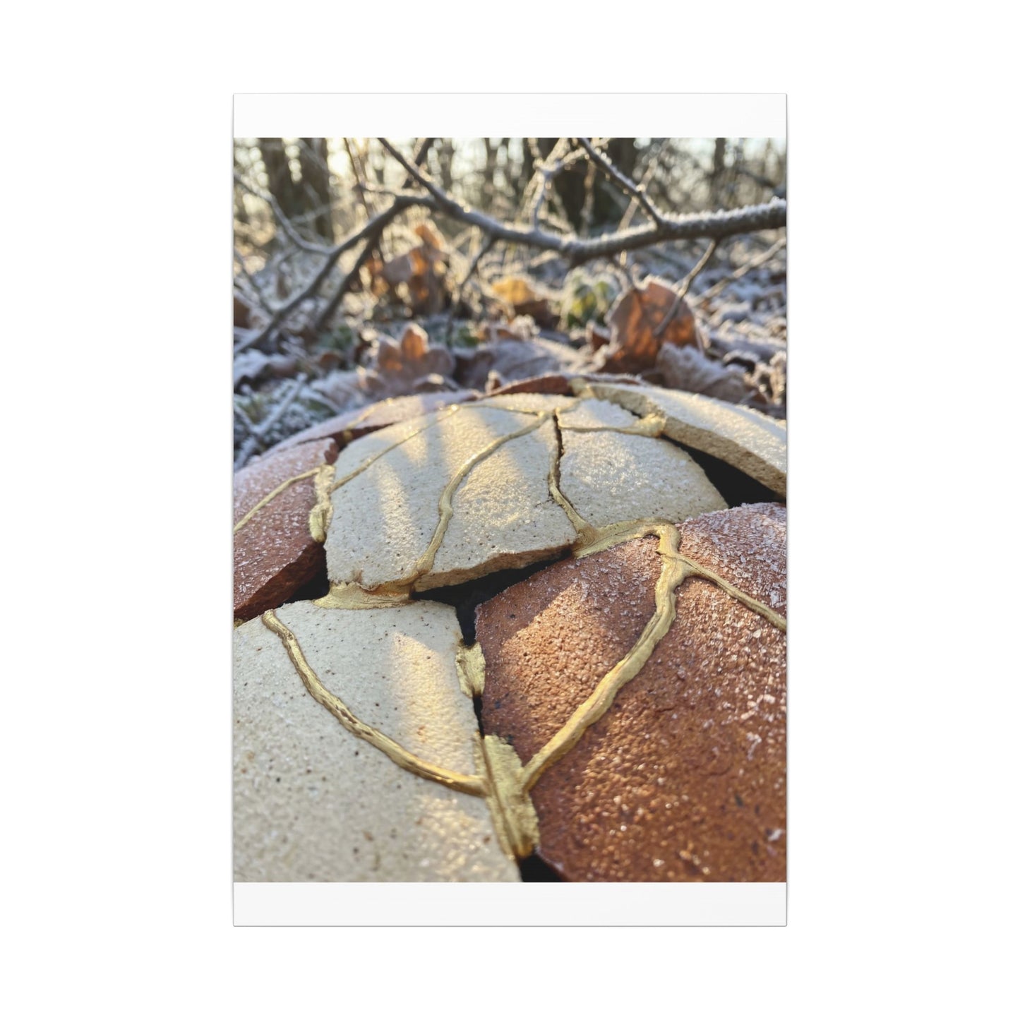Broken Pottery Crackle Gold Canvas Art | Healing Kintsugi Art