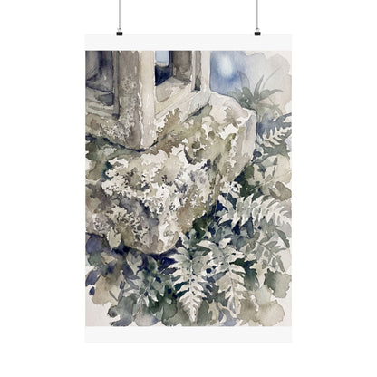 Moonlight Stone Lantern Wall Art Print - Japandi Fukinsei Art Print
