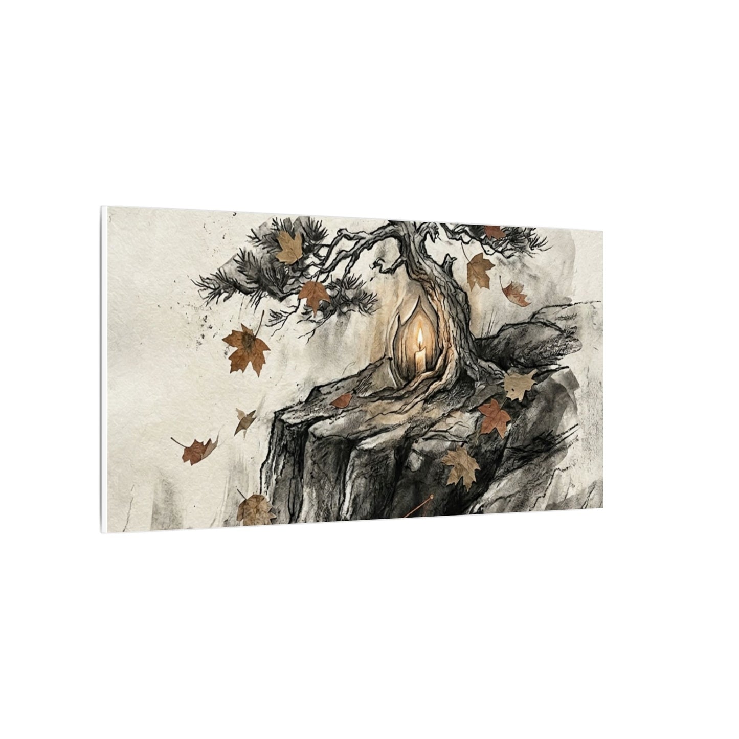 Pine Tree Autumn Canvas Art | Japandi Earthy Design