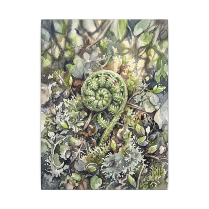 Fern Unfurling Spring Canvas Art | Japandi Neutral Design