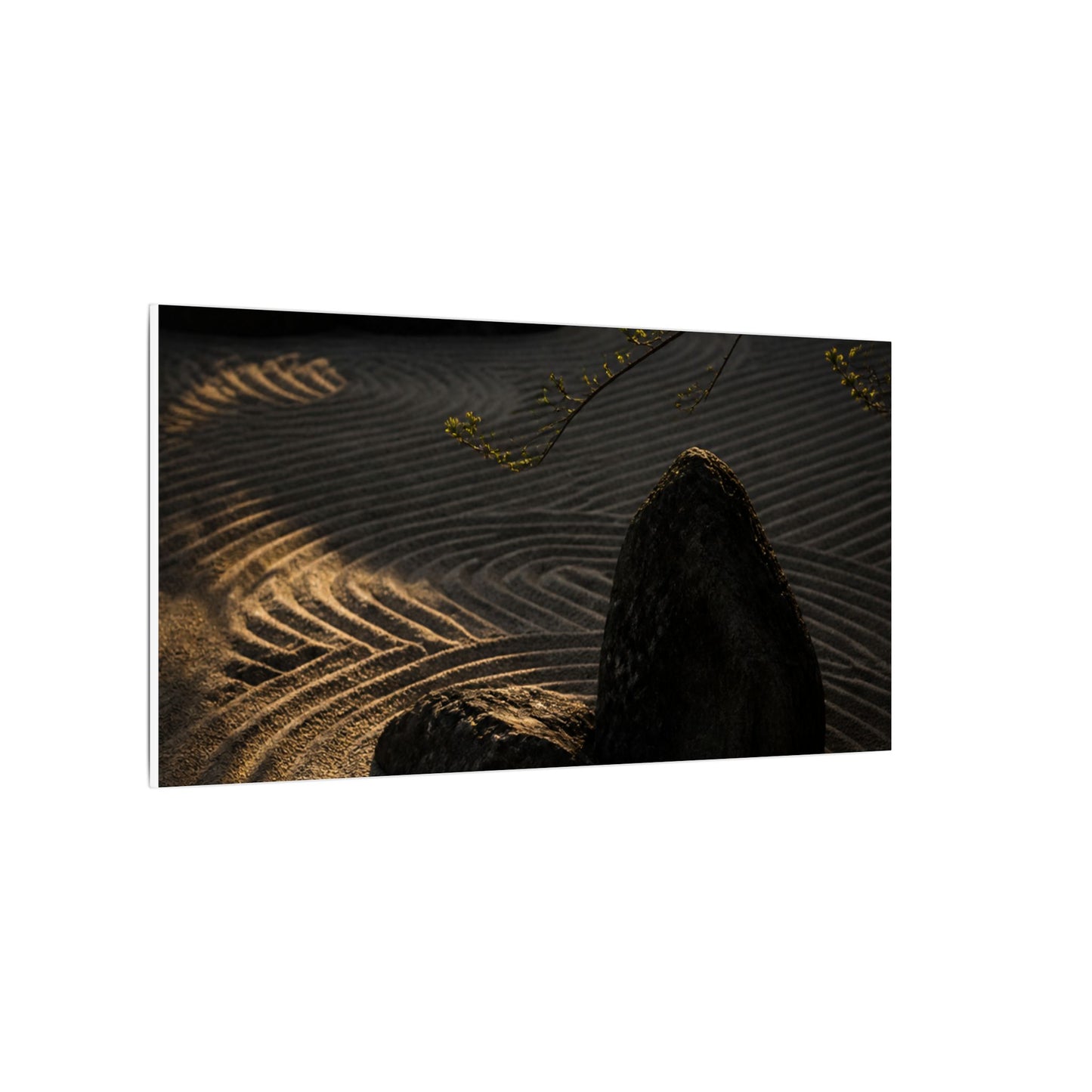 Ma Rock Garden Canvas Art - Dark Japandi Shadow Zen